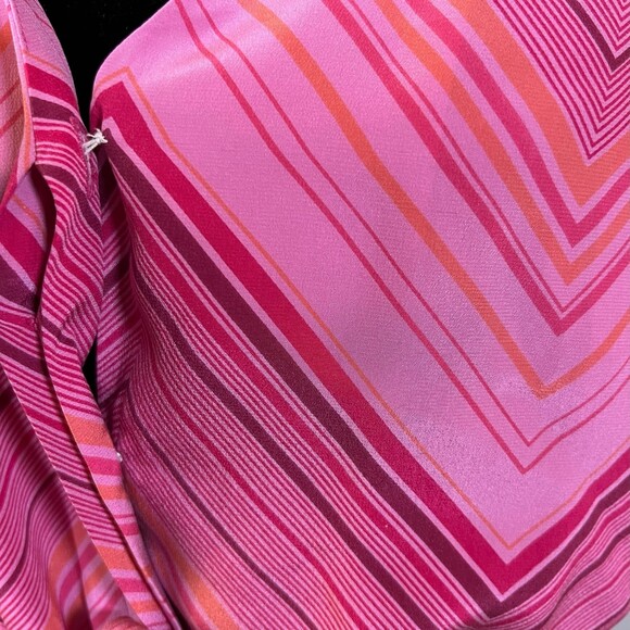 Adrianna Papell Pink Stripe Silk Tie Waist Dress Size 14 NEW - Picture 4 of 5